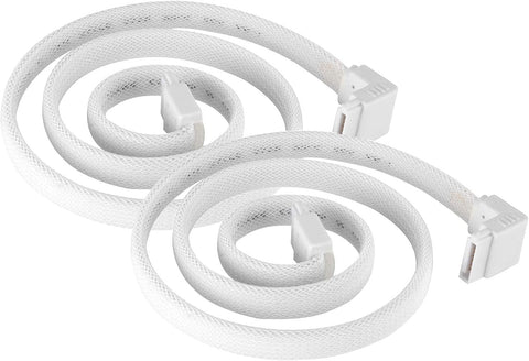 SilverStone Technology CP08W 90 Degree SATA 3 Sleeved White Cable with EMI Guard for 6Gb/s 2-Pack, SST-CP08W-USA-2PACK