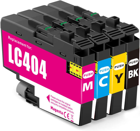 Topkolor LC404 Ink Cartridges High Yield Compatible Replacement for LC-404 Work for MFC-J1205W MFC-J1215W Printer (Black/Cyan/Magenta/Yellow, 4-Pack)