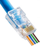 Quilence RJ45 Pass Through Connectors CAT6 Pass Through Connectors Ends 100pcs Ethernet Gold Plated Network End Plug Cable Connectors