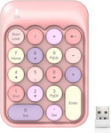 FELICON Wireless Numeric Keypad 18 Keys with 2.4G Mini Portable Silent Number Pad USB Receiver Financial Accounting Keyboard Extensions for Laptop Desktop PC Pro?Pink Mix?