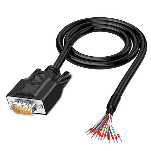 Jienk 6.56Ft 24AWG VGA Male RS232 15Pin Serial Extension Cable, DB15 3Row 15-Pin Gold Plated Connector with Bare Wire End Cable