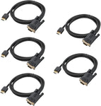 FEMORO HDMI to VGA Cable 6ft 5 Pack, HDMI to VGA Adapter Cord Male to Male for Monitor Laptop HDTV Computer Projector