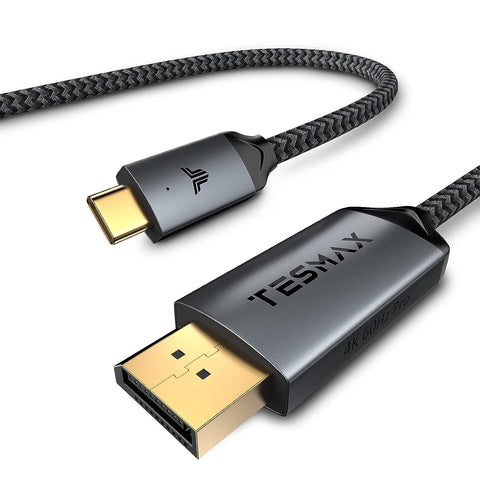 Tesmax USB C to DisplayPort Cable 6FT/2M (4K 60Hz, 2K 144Hz / 165Hz), USB Type C to DisplayPort Cord Thunderbolt 3/4 Compatible for MacBook Pro/Air 2020, New iPad, XPS 15/13 (6.5ft)