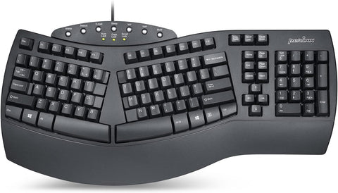 Perixx Periboard-512 Ergonomic Split Keyboard - Natural Ergonomic Design - Black - Bulky Size 19.09"x9.29"x1.73", US English Layout