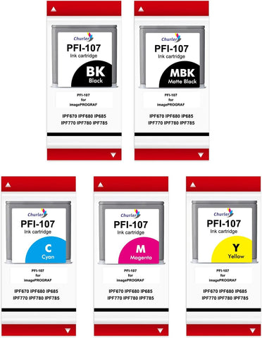 PFI-107 PFI 107 130ml Ink Tank Compatible for Canon PFI-107 PFI-107MBK PFI-107BK PFI-107C PFI-107M PFI-107Y 6704B001 6705B001 6706B001 6707B001 6708B001(Matte Black Cyan Magenta Yellow Black)