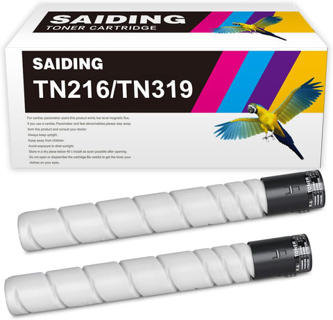 SAIDING Compatible Toner Cartridge Replacement for Konica TN-216 TN216 TN-319 TN319 A11G131 A11G130 Black Toner to Use with Minolta Bizhub C220 C280 C360 Printer (2 Black)