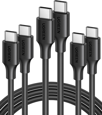 UGREEN USB C to USB C Cable 60W 3-Pack Compatible with MacBook Pro 2022, iPad Pro 2022, Samsung Galaxy S22/Z Fold/Z Flip, Google Pixel 7/6a, PS5, Switch, etc.1.6FT