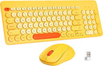 Wireless Keyboard and Mouse Combo,JieruiDeng 2.4Ghz USB Cordless Full-Sized Colorful Keyboard with Numeric Keypad and Noisless Mice Set for Computer Laptop PC Gamer (Lemon-Yellow)
