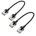 JUXINICE 2Pack CAT6a Ethernet Cable Slim Short 1.5FT, Thin CAT6 Ethernet Patch Cable Right Angle, Flexible and Light, UTP RJ45 Computer Network Cord for PC, Mac, Laptop,PS5, PS4,Xbox,Black