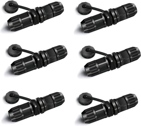 YIOVVOM RJ45 Waterproof Connector, Female to Female, Panel Mount, 8P8C,CAT 6, CAT 5, CAT 5E, M20 IP67 Ethernet LAN Cable Coupler Outdoor Adapter Weatherproof Connection (6-Pack)