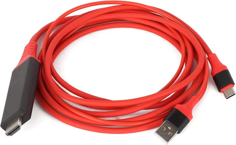 USB C to HDMI Cable, 6ft 3840 x 2160 30Hz 4K x 2K Type C to HDMI Cable USB 3.1 Phone to TV Charging Wire(Red)