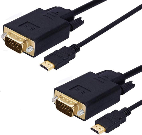 HDMI to VGA, 2 Pack HDMI to VGA Cable (Male to Male) Compatible for Computer, Desktop, Laptop, PC, Monitor, Projector, HDTV, Chromebook, Raspberry Pi, Roku, Xbox and More