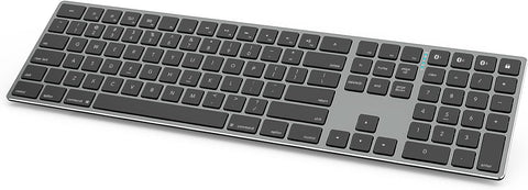 J JOYACCESS Rechargeable Bluetooth Keyboard, Aluminum Wireless Keyboard, Multi-Device Full Size Silent Keyboard Wireless, Switch to 3 Devices, for Computer/Desktop/Laptop(Black & Grey)