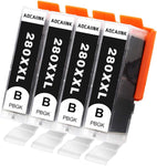 AOCAIINK Black High Yield 280XXL Ink Cartridge with Latest Chip, Replacement Ink Refill Tank, Compatible with Canon PIXMA TR7520 TR8520 TS6120 TS6220 TS8120 TS8220 TS9120 TS9520 TS9521C, 4 Packs(PGBK)