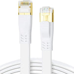 CAT 8 Ethernet Cable, 33ft High Speed 40Gbps 2000MHz 26AWG Shielded in Wall Flat S/FTP CAT8 Gigabit Network Internet LAN RJ45 Patch Cord for Gaming, PS5, PS4, PS3, Xbox, Router, Modem, PC (33ft White)