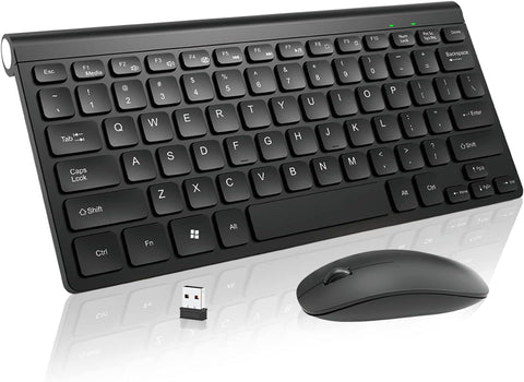iUse MK46 Wireless Compact Keyboard and Mouse Combo, 2.4GHz Wireless Ergonomic Quiet Click 78 Key Keyboard 1600 DPI Adjustable Mouse for Computer, Laptop, Windows, Tablet-Black