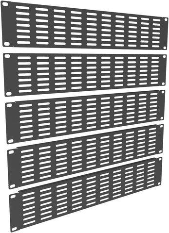 QiaoYoubang 5 Pack of 2U Vented Blank Panel - Steel Blank Rack Mount Panel Spacer for 19in Server Rack Cabinet or Enclosure, Black (2U)