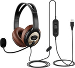 EMAIKER Utra Comfort USB Noise Cancelling Headset with Microphone, Over-Ear Stereo Computer Headphones with Mic for PC Laptop Dragon Dictation Teams Conference Office Work Skype Zoom Meeting Call