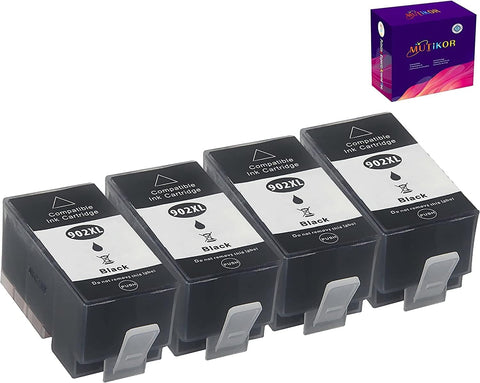 Mutikor Compatible 902XL Black Ink Cartridge Replacement for 902 XL T6M14AN Use with OfficeJet Pro 6968 6978 6958 6962 6954 6960 6970 6979 6950 6975 (4 Black)