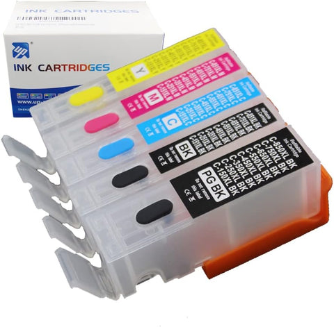 UPink 5 Colors PGI-250 CLI-251 Empty refillable Ink Cartridge Compatible for Canon MG5420 IP7220 MX722 MX922 MG5520 MG6420 MG5620 MG6620 MG5522 iX6800 iX6820 ip8720 MG7120 MG7520 MG6320 Printer