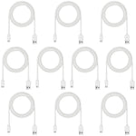 Micro USB Cable 10-Pack 6ft White, Bulk Android Charger Cord for E-Reader, Galaxy S7 S6, PS4, Paperwhite