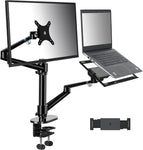 viozon Monitor and Laptop or Tablet Mount, 3-in-1 Adjustable Dual Arm Desk Stands Monitor Arm for 17-32'' Computer Screens, Tablet Arm for Extra 4.5-13'' Tablet&Phone Tray Fits 12-17'' Laptop (OL-3T)