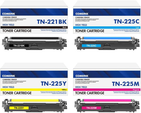 TN221 Toner Cartridges TN225 Toner: Compatible for TN-221BK TN-225 C/M/Y Toner Replacement for Brother HL-3170CDW MFC-9130CW MFC-9330CDW MFC-9340CDW HL-3140CW HLL3170CDW MFC-9140CDN Printer(4-Pack)