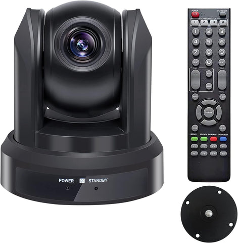 HCSTVCON PTZ Camera 3X Optical Zoom USB Video Conference Camera Full HD 1080P Webcams Wide-Angle Broadcast Camera for Meeting Live Streaming Church Education