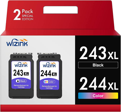 243 244 XL for Canon Printer Ink Replacement PG-243 CL-244 for Canon Ink cartridges 243 XL and 244 XL for Canon PIXMA TS3120 TS3122 MX492 MG2525 MG2522 TR4520 Printers (1Black 1Tri-Color, 2PK)