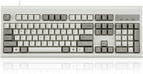 Perixx PERIBOARD-106M, Wired Performance Full-Size USB Keyboard, Curved Ergonomic Keys, Classic Retro Gray/White Color, US English Layout