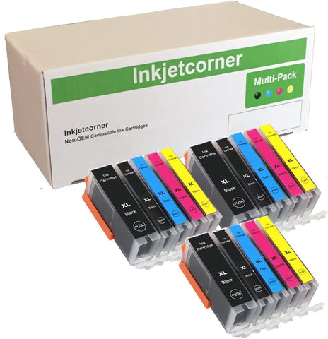 Inkjetcorner Compatible Ink Cartridges Replacement for use in Series iX6820 MX920 MG5620 MG5622 MG6620 iP7220 (3 Big Black 3 Small Black 3 Cyan 3 Magenta 3 Yellow, 15 Pack )