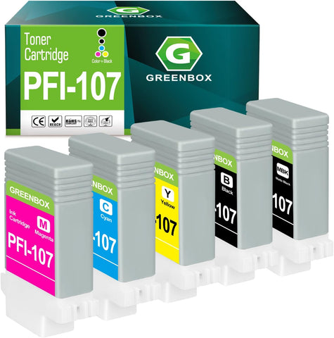 GREENBOX Compatible Ink Cartridges Replacement for Canon PFI-107 PFI-107MBK PFI-107BK PFI-107C PFI-107M PFI-107Y 6705B001 6706B001 6707B001 6708B001 IPF670 Printer Matte Black, Cyan, Magenta, Yellow