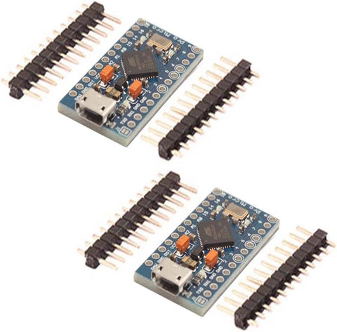 IJJ 2pcs Pro Micro ATmega32U4 5V 16MHz Bootloadered IDE Micro USB Pro Micro Development Board, Microcontroller Compatible with 2 Row pin Header Replace with ATmega328 Pro Mini for Arduino