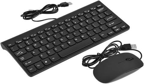 Richer-R Mini Wired Keyboard and Mouse Set Compact Size, Light Weight, Ultra-Thin Design USB Keyboard Optical Mouse Combo for PC Laptop(Black)