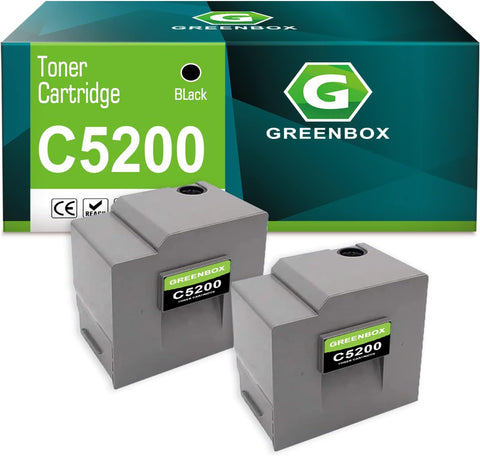 GREENBOX Compatible Pro C5200 828422 High Yield Toner Cartridge for Ricoh Pro C5200 828422 for Savin Lanier Pro C5200S C5210S Printers (35,000 Pages, 2 Black)