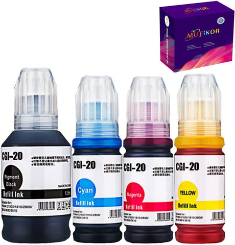 Mutikor Compatible Ink Bottle Replacement for Canon GI20 GI-20 Combo Packs use with Canon PIXMA G5020 G6020 G7020 MegaTank Printer (1Black 1Cyan 1Magenta 1Yellow) 4 Pack