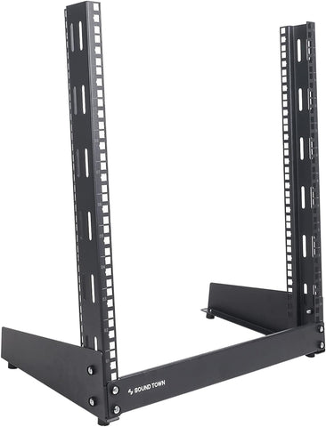 Sound Town 12U 2-Post Desktop Open-Frame Rack, for Audio/Video, Network Switches, Routers, Patch Panels (ST2PF-12LW)