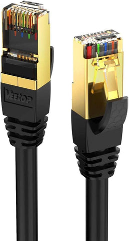 15m/49ft 1 Pack CAT8 Ethernet Cable Veetop 40Gbps 2000Mhz High Speed Gigabit SFTP LAN Network Internet Cables with RJ45 Gold Plated Connector for Router, Modem, Gaming, Xbox