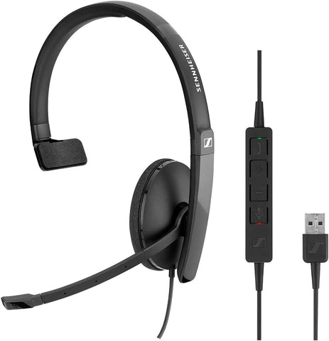 Sennheiser SC 130 USB (508314) - Single-Sided (Monaural) Headset for Business Professionals | with HD Stereo Sound, Noise Canceling Microphone, & USB Connector (Black)