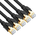 CAT 8 Ethernet Cable, 6ft (5 Pack) Ultra High Speed 40Gbps 2000MHz SFTP 26AWG CAT8 Cable LAN Internet Network Cord with Gold Plated RJ45 Connector for Gaming, Router, Modems, PC (6ft/5 Pack/Black)