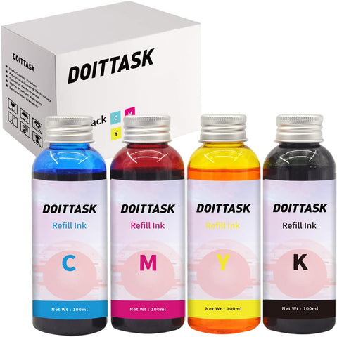 Doittask Refill Ink Compatible with Epson Printer, for Epson C88 C88+ WF7710 ET2720 ET15000 WF3640 WF7110 WF7210 WF3610 Refillable Ink 4 Colors Set (BK/C/M/Y)