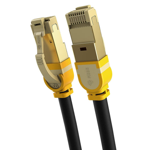 FIBBR Cat 8 Ethernet Cable, 40Gbps 2000Mhz High Speed Gigabit LAN Network Cables with RJ45 Gold Plated Connector for Router, Modem, PC, Switches,Laptop (6.56ft)