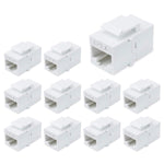 RJ45 Keystone Coupler Jack,Cat6 Network Cable Female to Female Jack - 10 Plus 1 Pack White