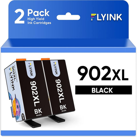 Compatible 902XL Ink Cartridges Replacement for HP 902 Ink Cartridges for OfficeJet Pro 6954 6960 6962 6968 6975 6978 6958 6970 6979 6950 6961 6963 Printers(2 Black)