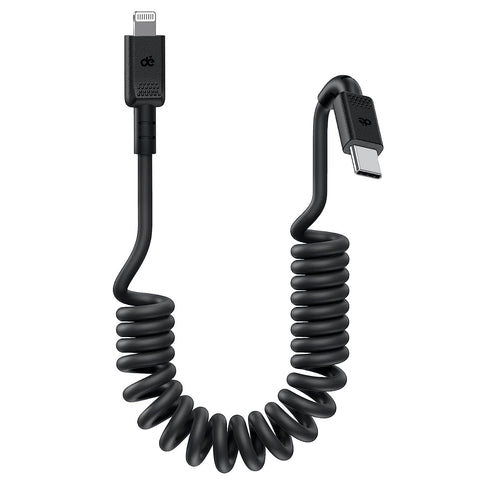 dé Coiled USB-C to Lightning Cable (Note: USB C, not USB), Coiled Lightning Cable 3ft [CarPlay Compatible & MFi Certified], for iPhone 14 Pro Max/13/12/11 Pro/11/X/8/iPad