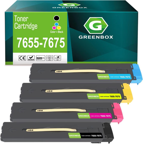 GREENBOX Compatible Xerox DocuColor 240 250 WorkCentre 7655 7665 7675 High Yield Toner Cartridge Replacement for Xerox 7655 7675 for 006R01219 006R01220 006R01221 006R01222 (4 Pack)