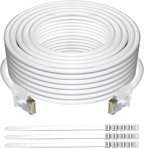 Cat 6 Ethernet Cable 200 ft-White, Adoreen High Speed Internet Cable (4 Colors for Selection) Support POE Gigabit Cat6 Cat 5e Cat 5 Cable Long Flexible Network Cable RJ45 Patch Cord+15 Ties