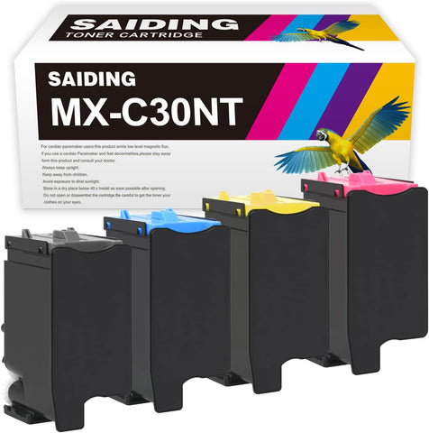 SAIDING Comptible Toner Cartridge Replacement for MX-C30NT-B MX-C30NT-C MX-C30NT-M MX-C30NT-Y for Sharp MX-C30NT MX-C301W MX-C250F C300P C300W C301W C303W C304W C305W C306W Printer (4 Pack)