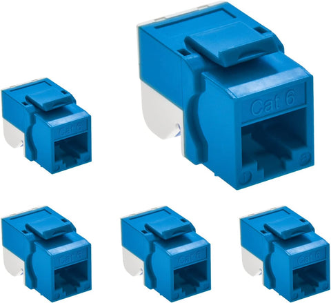 Beszin Cat.6 Tool Less Keystone Jack (5-Pack, Blue)