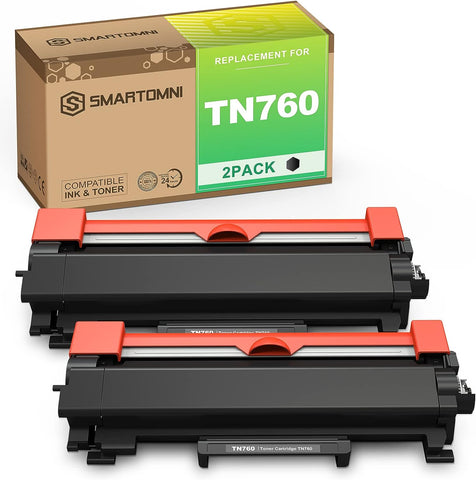 S SMARTOMNI TN760 TN730 Compatible Toner Cartridge Replacement for Brother TN-760 TN-730 use for HL-L2350DW L2390DW L2395DW 2370DW MFC-L2710DW L2750DW L2690DW DCP-L2550DW (Black, 2 Pack)